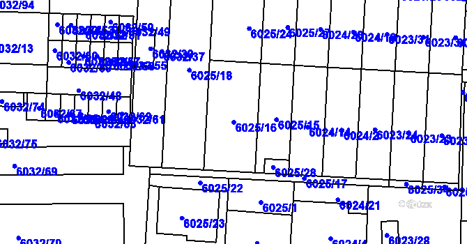 Parcela st. 6025/16 v KÚ Prostějov, Katastrální mapa