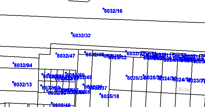 Parcela st. 6025/19 v KÚ Prostějov, Katastrální mapa