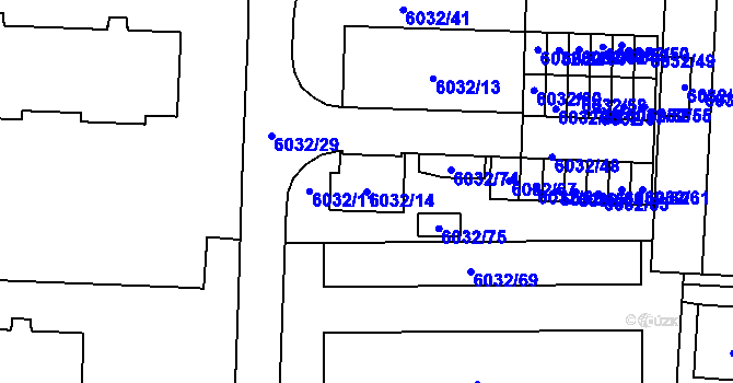 Parcela st. 6032/14 v KÚ Prostějov, Katastrální mapa