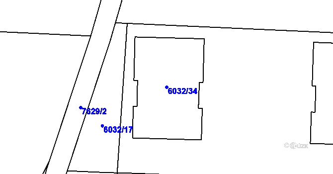 Parcela st. 6032/34 v KÚ Prostějov, Katastrální mapa