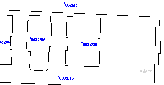 Parcela st. 6032/36 v KÚ Prostějov, Katastrální mapa