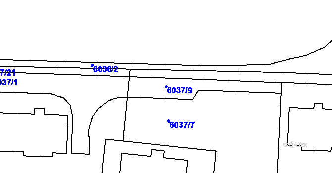 Parcela st. 6037/9 v KÚ Prostějov, Katastrální mapa