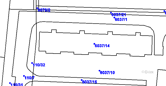 Parcela st. 6037/12 v KÚ Prostějov, Katastrální mapa