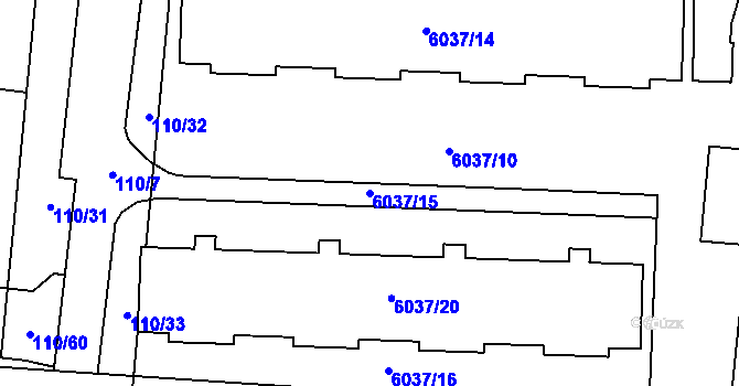 Parcela st. 6037/15 v KÚ Prostějov, Katastrální mapa