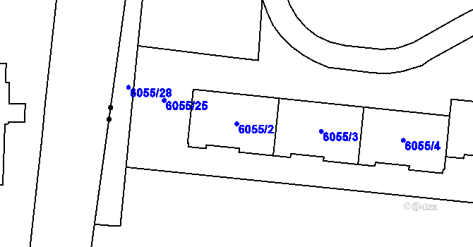 Parcela st. 6055/2 v KÚ Prostějov, Katastrální mapa