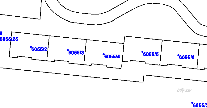 Parcela st. 6055/4 v KÚ Prostějov, Katastrální mapa