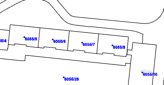 Parcela st. 6055/7 v KÚ Prostějov, Katastrální mapa