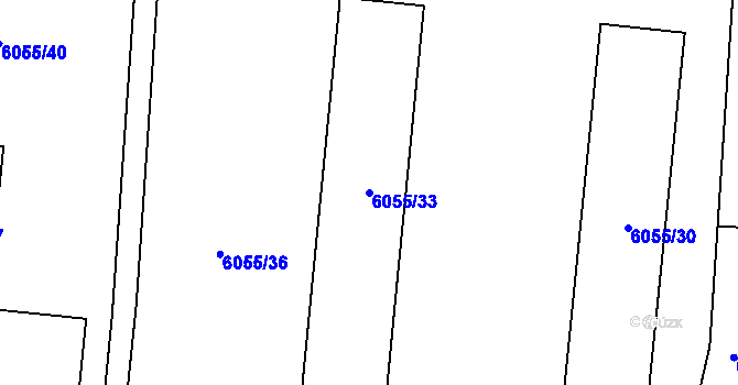Parcela st. 6055/33 v KÚ Prostějov, Katastrální mapa