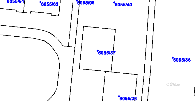 Parcela st. 6055/37 v KÚ Prostějov, Katastrální mapa