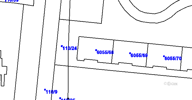 Parcela st. 6055/68 v KÚ Prostějov, Katastrální mapa