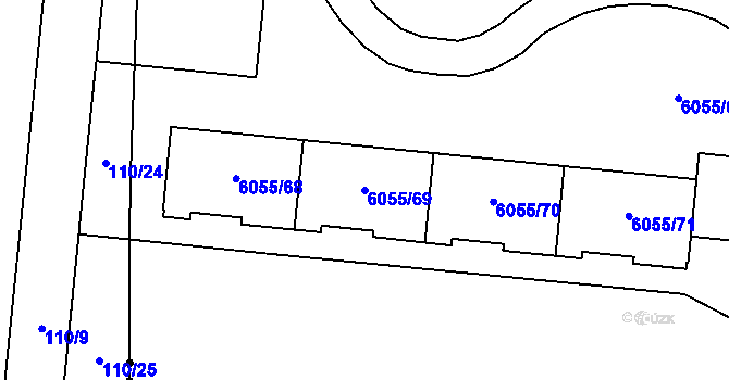 Parcela st. 6055/69 v KÚ Prostějov, Katastrální mapa