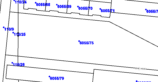 Parcela st. 6055/75 v KÚ Prostějov, Katastrální mapa