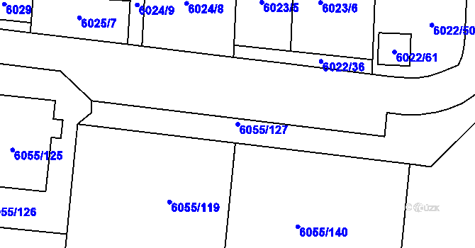Parcela st. 6055/127 v KÚ Prostějov, Katastrální mapa