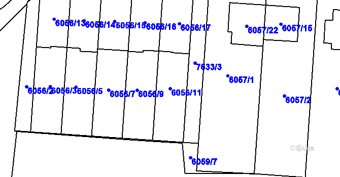 Parcela st. 6056/11 v KÚ Prostějov, Katastrální mapa