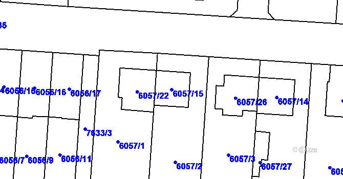 Parcela st. 6057/15 v KÚ Prostějov, Katastrální mapa