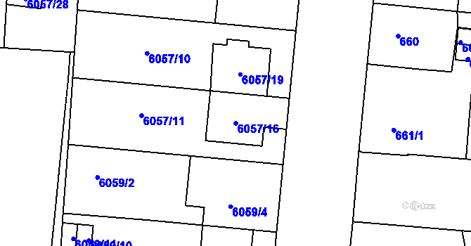 Parcela st. 6057/16 v KÚ Prostějov, Katastrální mapa