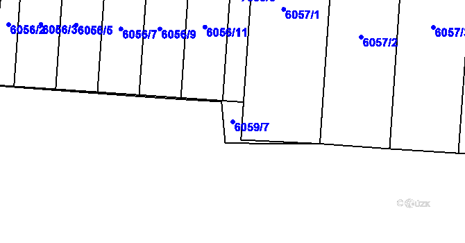 Parcela st. 6059/7 v KÚ Prostějov, Katastrální mapa