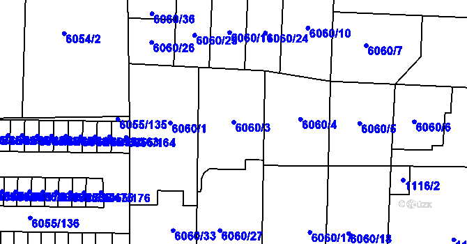 Parcela st. 6060/3 v KÚ Prostějov, Katastrální mapa