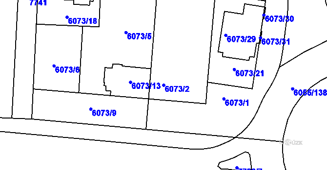 Parcela st. 6073/2 v KÚ Prostějov, Katastrální mapa