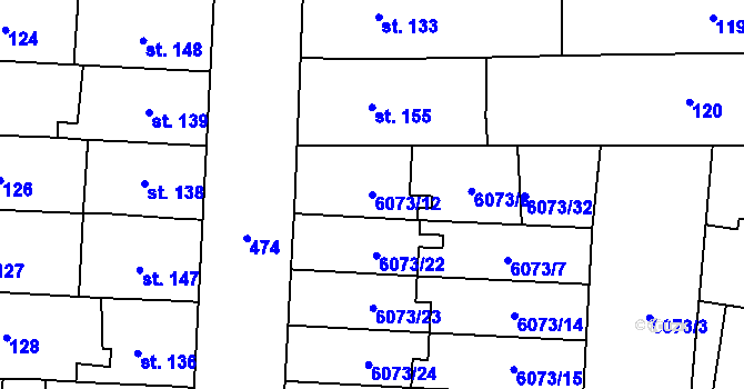 Parcela st. 6073/12 v KÚ Prostějov, Katastrální mapa