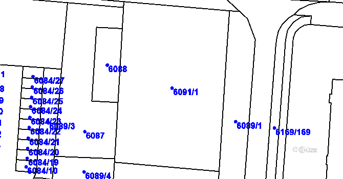 Parcela st. 6091 v KÚ Prostějov, Katastrální mapa