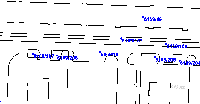 Parcela st. 6169/18 v KÚ Prostějov, Katastrální mapa