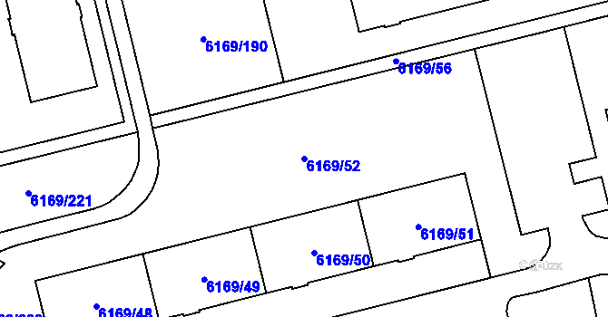 Parcela st. 6169/52 v KÚ Prostějov, Katastrální mapa