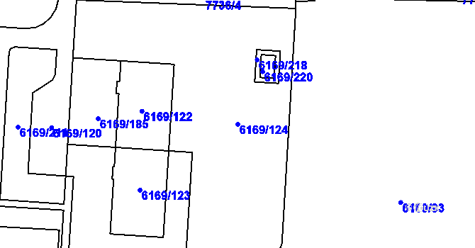 Parcela st. 6169/124 v KÚ Prostějov, Katastrální mapa