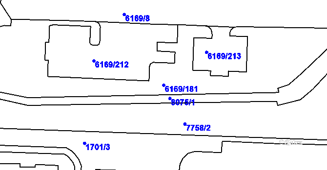 Parcela st. 6169/181 v KÚ Prostějov, Katastrální mapa