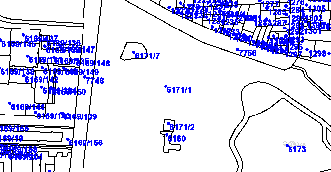 Parcela st. 6171/1 v KÚ Prostějov, Katastrální mapa