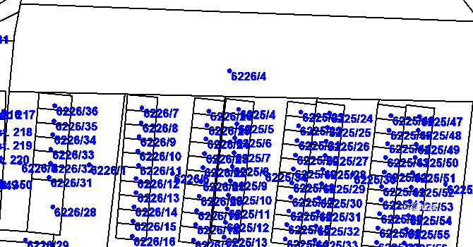 Parcela st. 6225/5 v KÚ Prostějov, Katastrální mapa