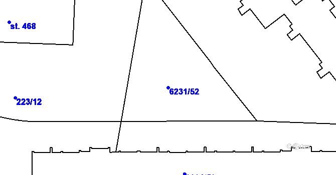 Parcela st. 6231/52 v KÚ Prostějov, Katastrální mapa