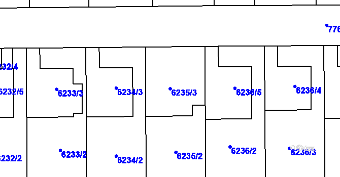 Parcela st. 6235/3 v KÚ Prostějov, Katastrální mapa