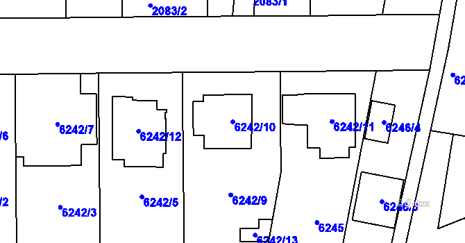Parcela st. 6242/10 v KÚ Prostějov, Katastrální mapa