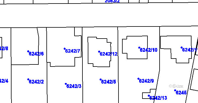 Parcela st. 6242/12 v KÚ Prostějov, Katastrální mapa