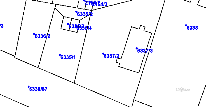 Parcela st. 6337/2 v KÚ Prostějov, Katastrální mapa
