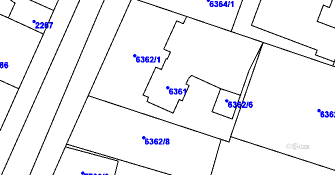 Parcela st. 6361 v KÚ Prostějov, Katastrální mapa