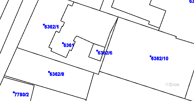 Parcela st. 6362/6 v KÚ Prostějov, Katastrální mapa