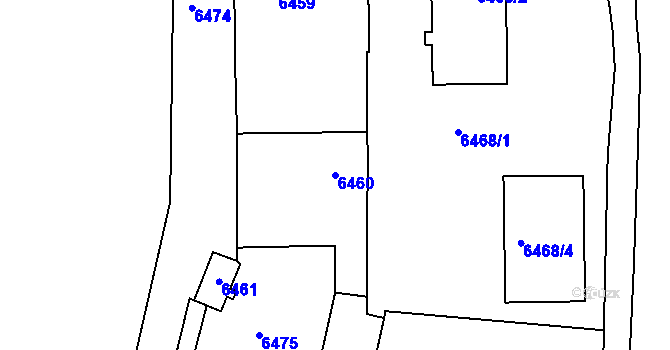 Parcela st. 6460 v KÚ Prostějov, Katastrální mapa