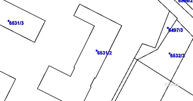 Parcela st. 6531/2 v KÚ Prostějov, Katastrální mapa