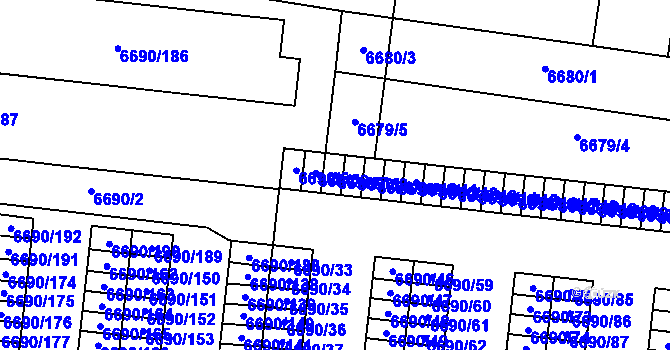 Parcela st. 6690/7 v KÚ Prostějov, Katastrální mapa