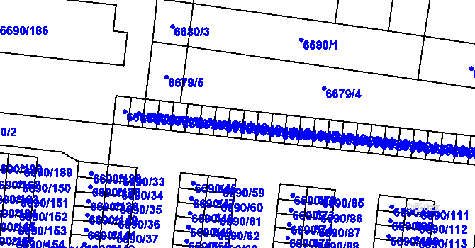 Parcela st. 6690/13 v KÚ Prostějov, Katastrální mapa