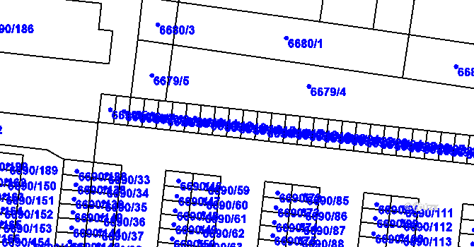 Parcela st. 6690/14 v KÚ Prostějov, Katastrální mapa