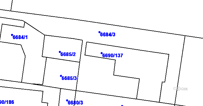 Parcela st. 6690/137 v KÚ Prostějov, Katastrální mapa