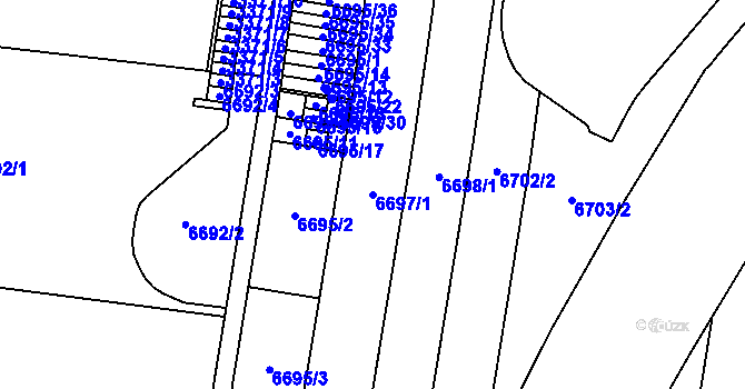 Parcela st. 6697/1 v KÚ Prostějov, Katastrální mapa