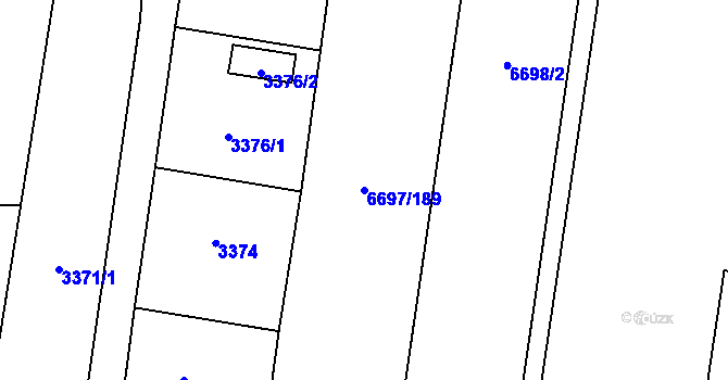 Parcela st. 6697/189 v KÚ Prostějov, Katastrální mapa