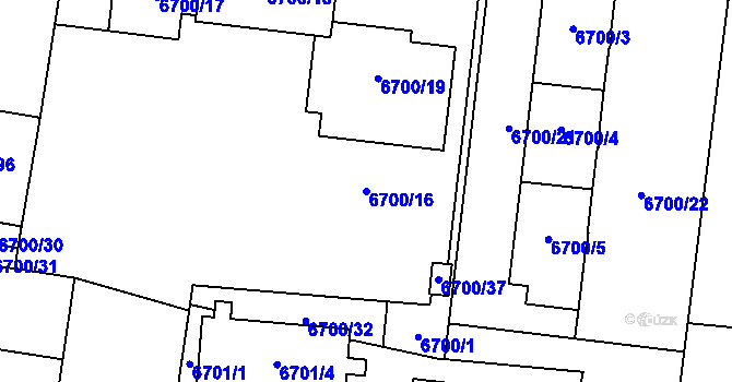Parcela st. 6700/16 v KÚ Prostějov, Katastrální mapa