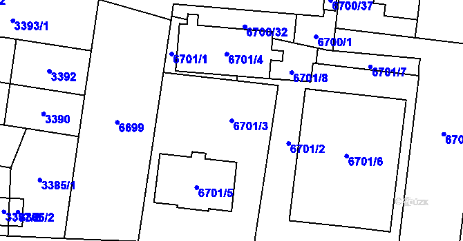 Parcela st. 6701/3 v KÚ Prostějov, Katastrální mapa