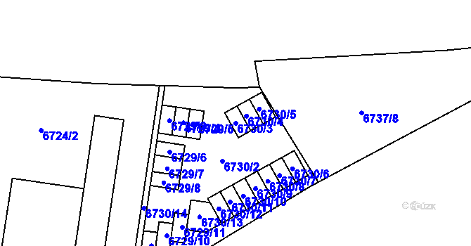 Parcela st. 6730/3 v KÚ Prostějov, Katastrální mapa
