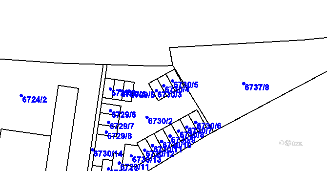 Parcela st. 6730/4 v KÚ Prostějov, Katastrální mapa